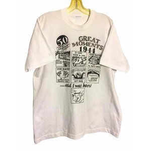 Vtg 1994 Single Stitch Historic Great Moments 1944 Birthday Shirt Large